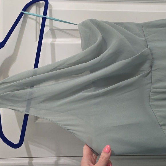 NWT Birdie Grey Kira Chiffon One Shoulder Dress Sage Green Size XXL - Picture 8 of 8